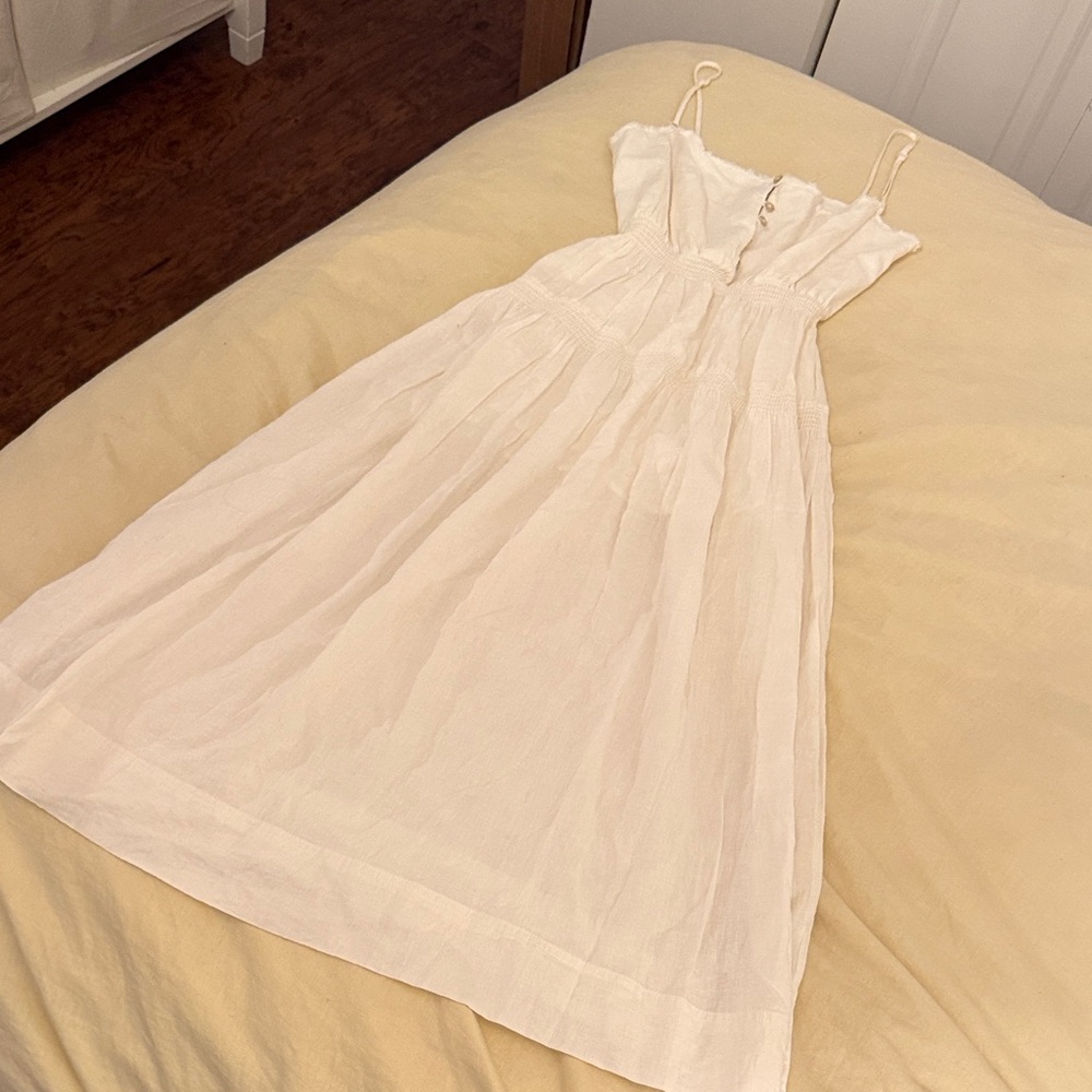 Urban Outfitters Cream White Linen Blend Midi Dress